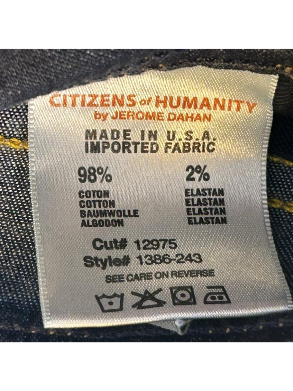 Citizens Of Humanity Dani Jeans Womens 28 Blue Dark Wash Cropped Straight Cuffed - Picture 7 of 13